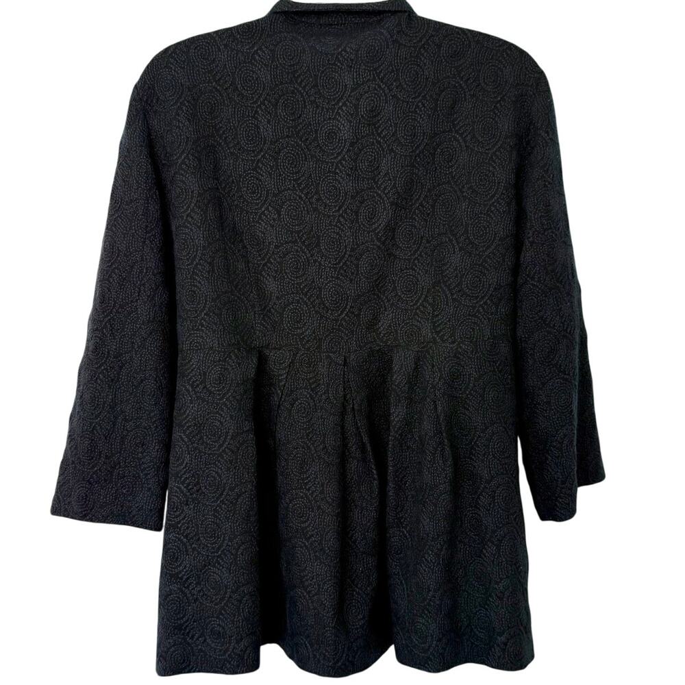 Eileen Fisher Black Embroidered Blue Swirl Wool Single Button Blazer Size XS - Picture 8 of 14